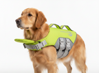 ThinkPet Green Dog Life Jacket - Adjustable Reflective Floating Vest (Large)
