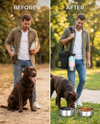 3-in-1 Dog Travel Water Bottle & Food Bowl Kit (32 oz)