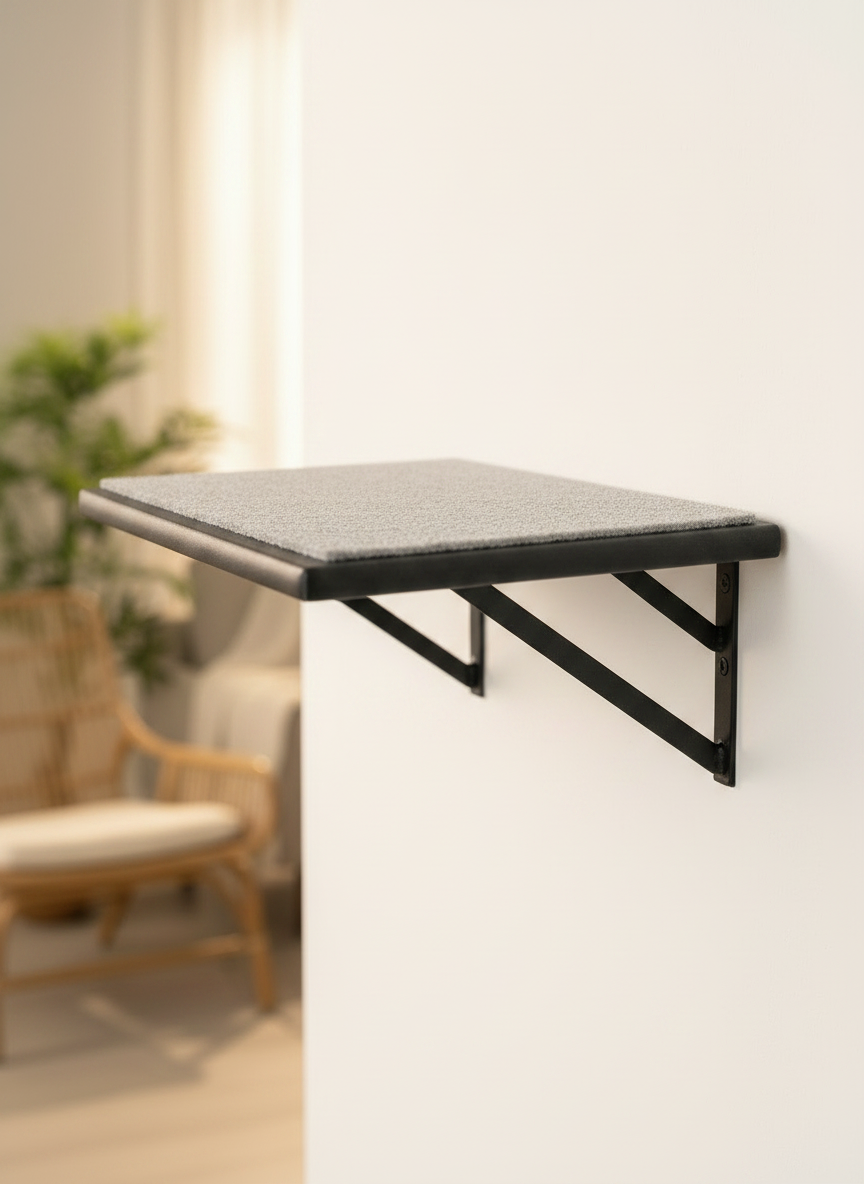 Set of 4 Black Wood Cat Wall Shelves