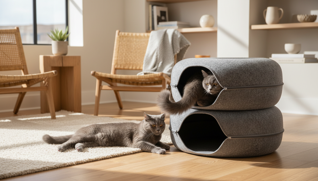 2 Pack Gray 20" Cat Donut Tunnel Bed - Cave Scratch Resistant
